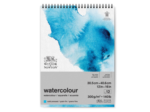Blok do akwareli ze spiralą - Winsor & Newton - cold press, 31 x 41 cm, 300g, 12 ark.