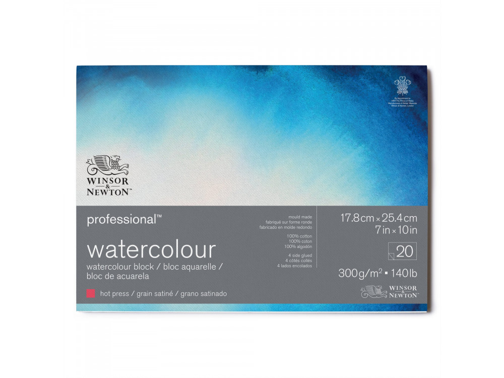 Watercolor Professional paper pad - Winsor & Newton - hot press, 18 x 25 cm, 300g, 20 sheets