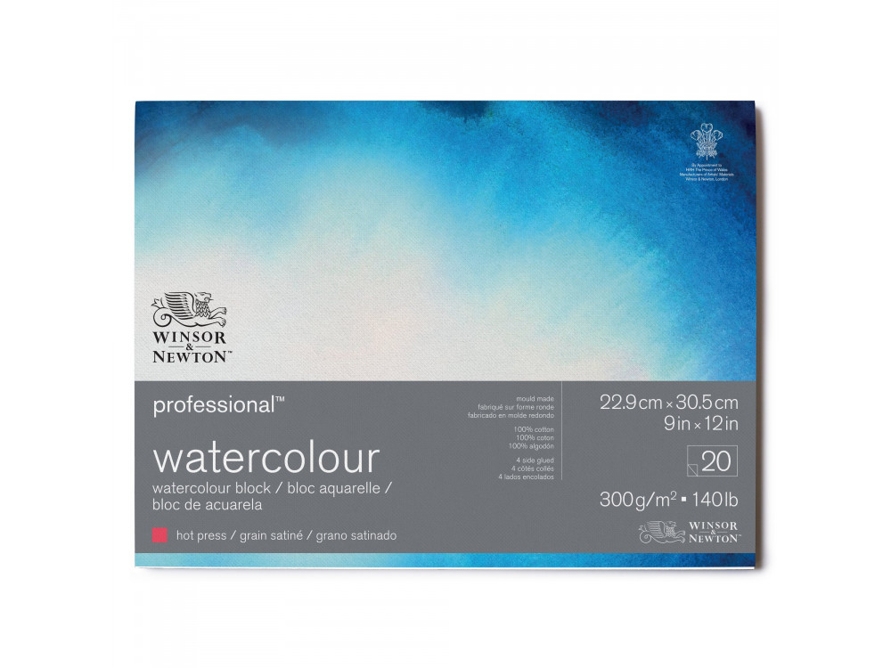 Watercolor Professional paper pad - Winsor & Newton - hot press, 23 x 31 cm, 300g, 20 sheets