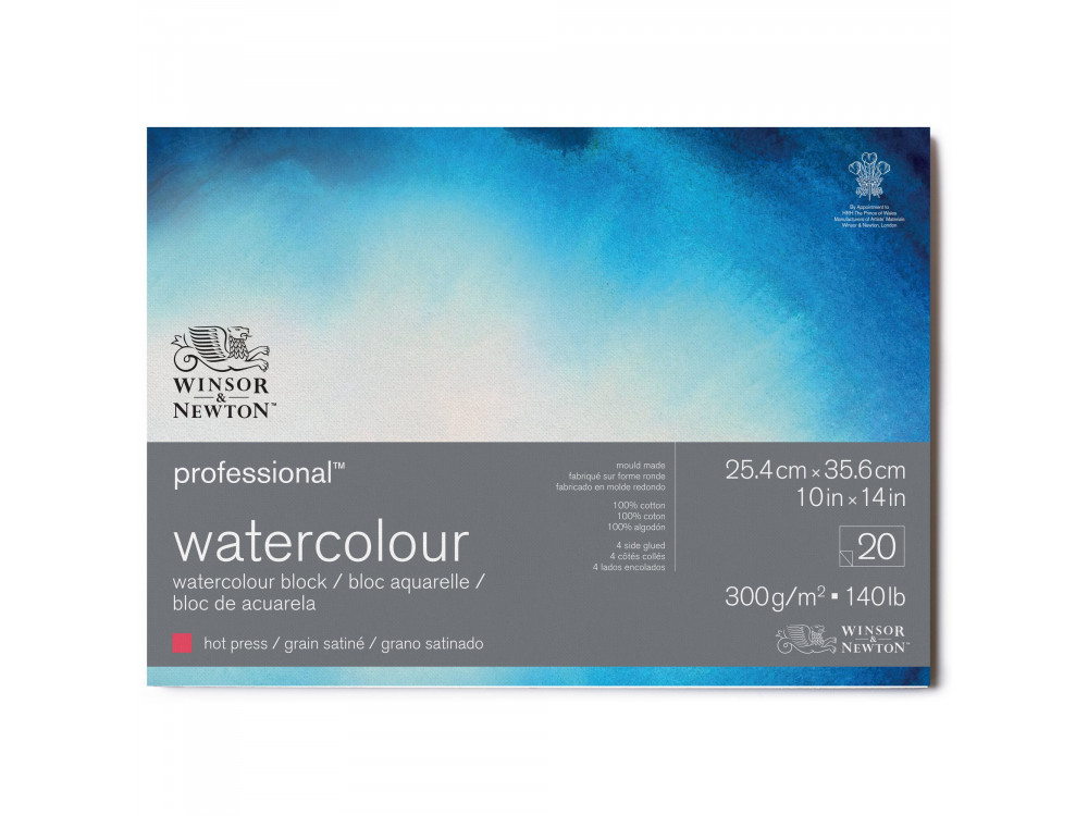 Watercolor Professional paper pad - Winsor & Newton - hot press, 25 x 36 cm, 300g, 20 sheets