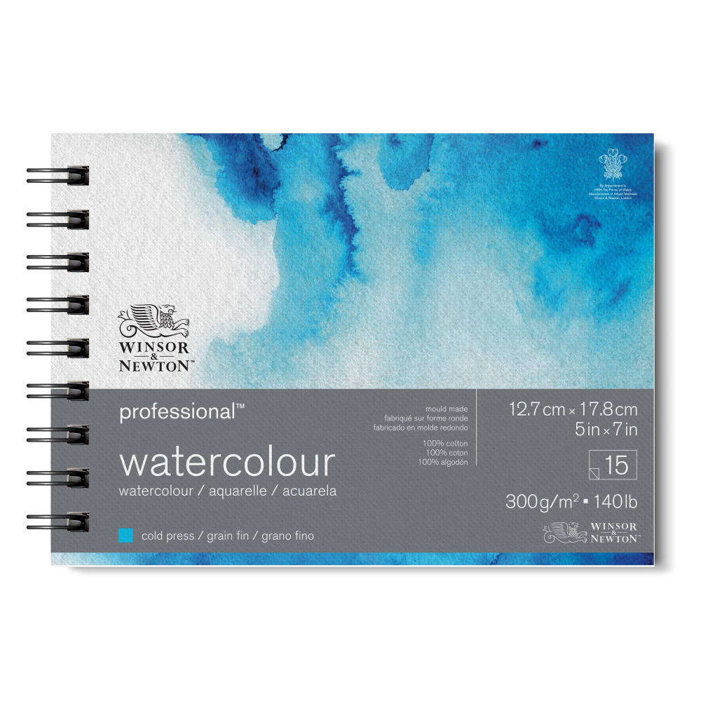Watercolor Professional spiral paper pad - Winsor & Newton - cold press, 13 x 18 cm, 300g, 15 sheets