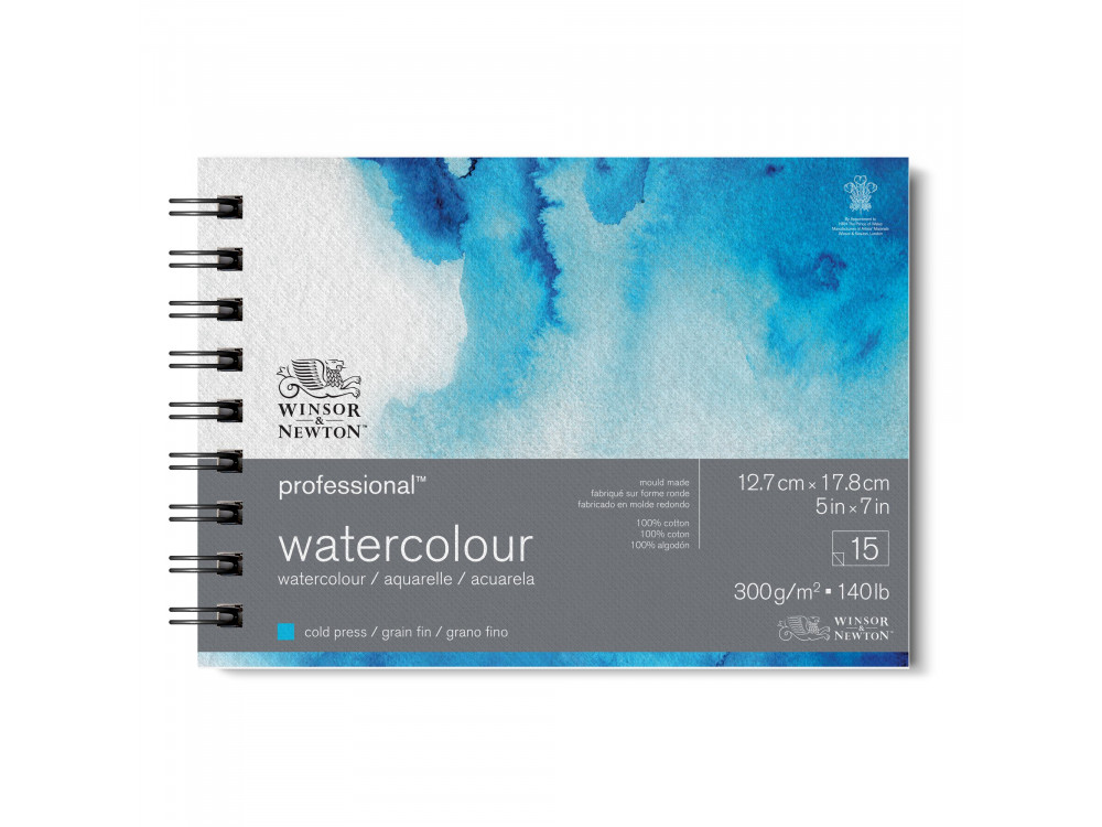 Watercolor Professional spiral paper pad - Winsor & Newton - cold press, 13 x 18 cm, 300g, 15 sheets