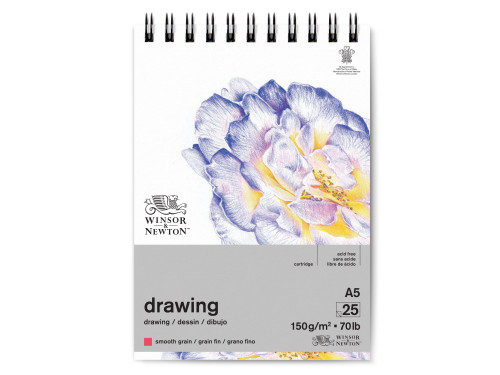 Blok rysunkowy ze spiralą Drawing Pad - Winsor & Newton - smooth, A5, 150g, 25 ark.