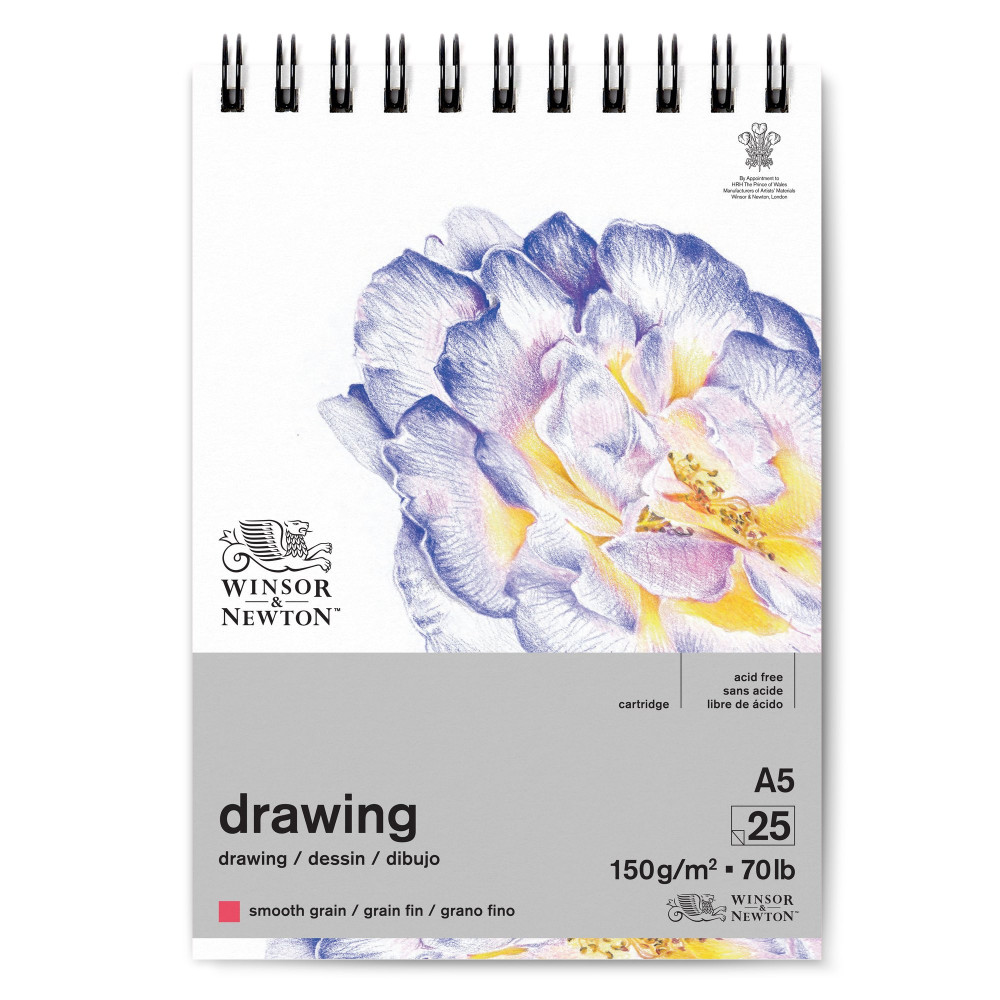 Blok rysunkowy ze spiralą Drawing Pad - Winsor & Newton - smooth, A5, 150g, 25 ark.