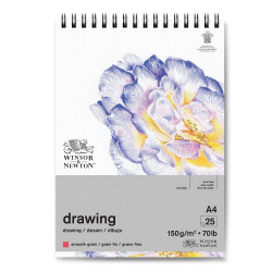 Drawing spiral paper pad - Winsor & Newton - smooth, A4, 150g, 25 sheets