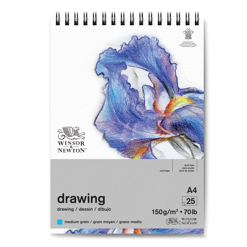 Drawing spiral paper pad - Winsor & Newton - medium, A4, 150g, 25 sheets