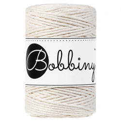 Cotton cord for macrames - Bobbiny - Natural, 1,5 mm, 100 m