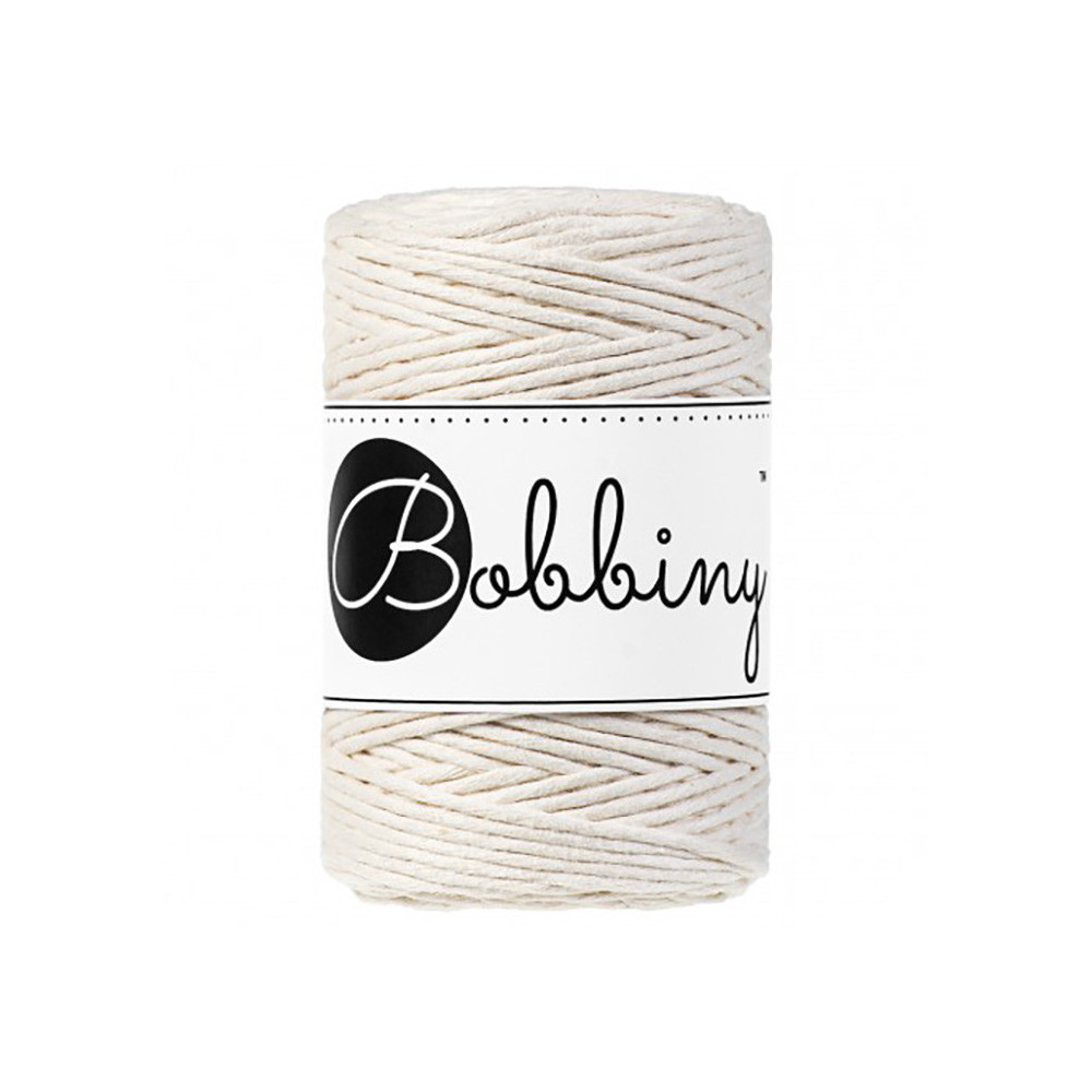 Cotton cord for macrames - Bobbiny - Natural, 1,5 mm, 100 m