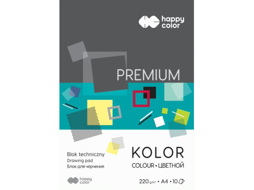 Blok techniczny Premium A4 - Happy Color - kolorowy, 220 g, 10 ark.