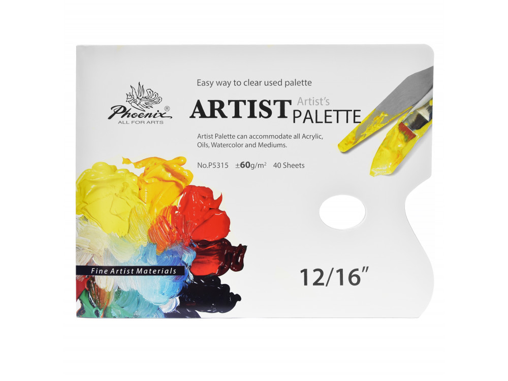 Paleta malarska papierowa, zrywalna - Phoenix - 30 x 40 cm, 60g, 40 ark.