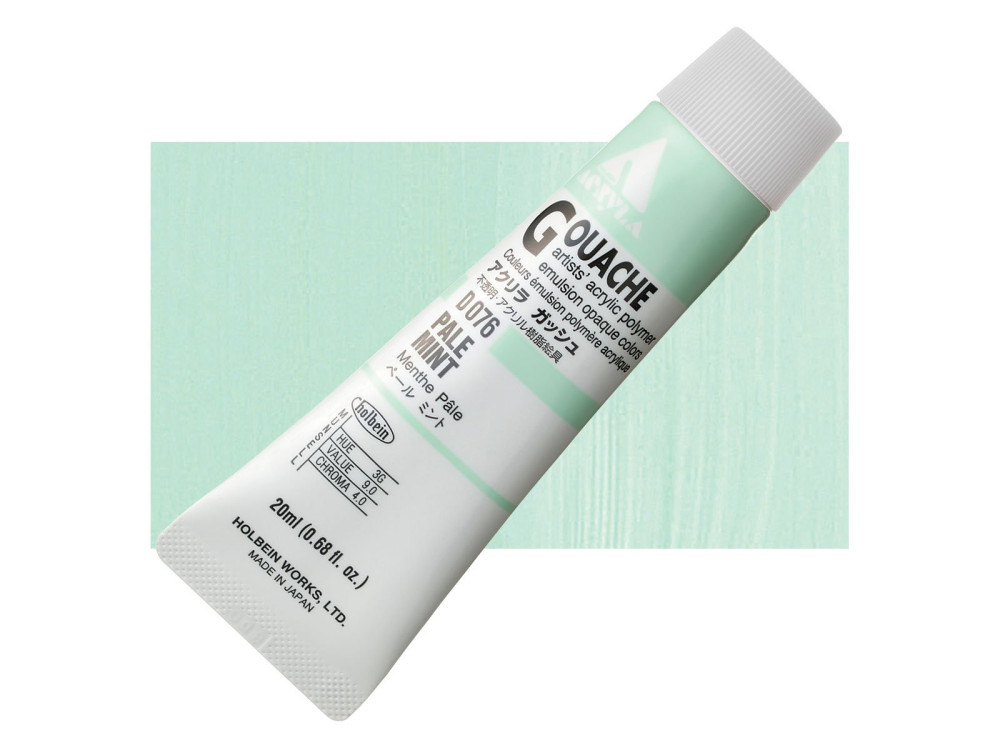 Acryla Gouache paint - Holbein - Pale Mint, 20 ml