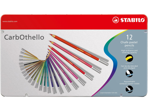 CarbOthello dry pastels set in metal box - Stabilo - 12 pcs.