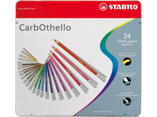 CarbOthello dry pastels set in metal box - Stabilo - 24 pcs.