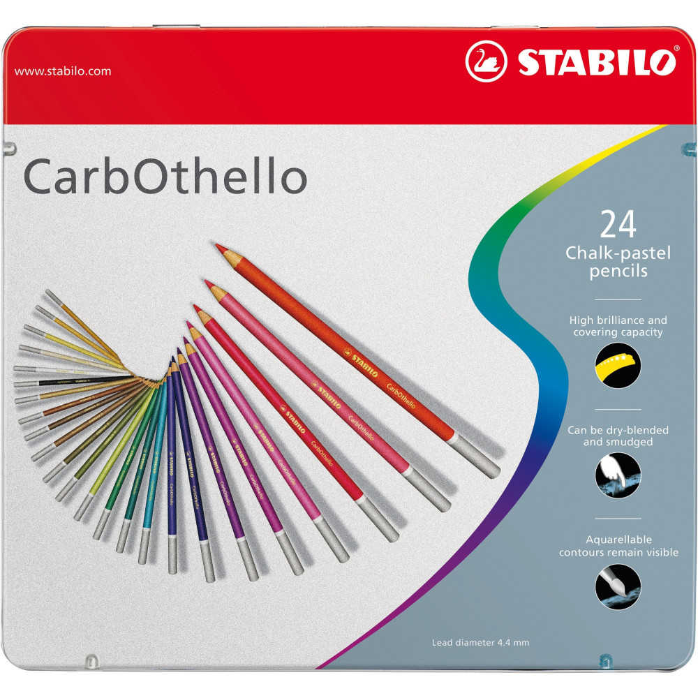 CarbOthello dry pastels set in metal box - Stabilo - 24 pcs.