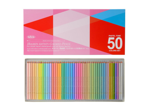 Set of Artists' Colored Pencils - Holbein - Pastel Tones, 50 pcs.