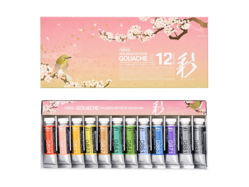 Artists' Gouache paints set - Holbein - Irodori series, Spring, 12 pcs.
