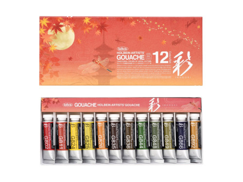 Artists' Gouache paints set - Holbein - Irodori series, Autumn, 12 pcs.