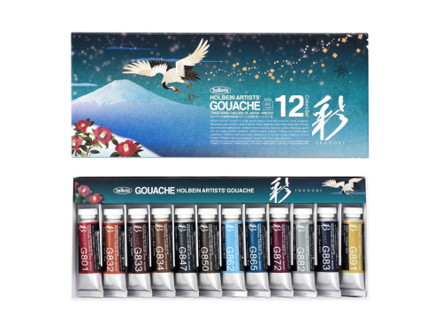 Artists' Gouache paints set - Holbein - Irodori series, Winter, 12 pcs.