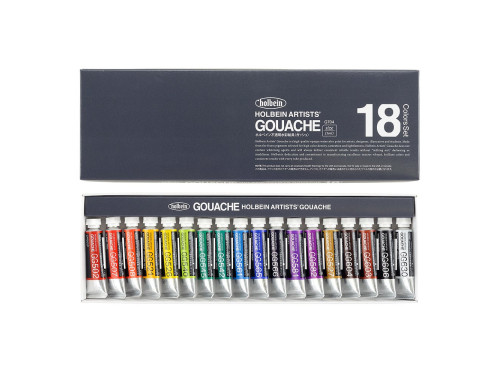 Zestaw gwaszy Artists’ Gouache - Holbein - 18 kolorów x 5 ml