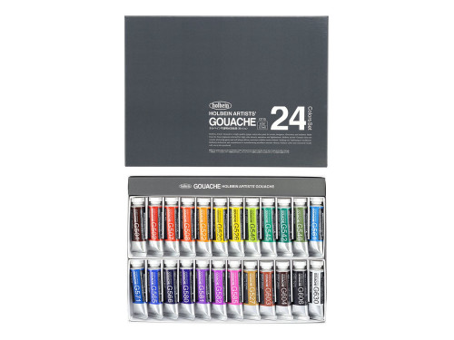 Zestaw gwaszy Artists’ Gouache - Holbein - 24 kolory x 15 ml