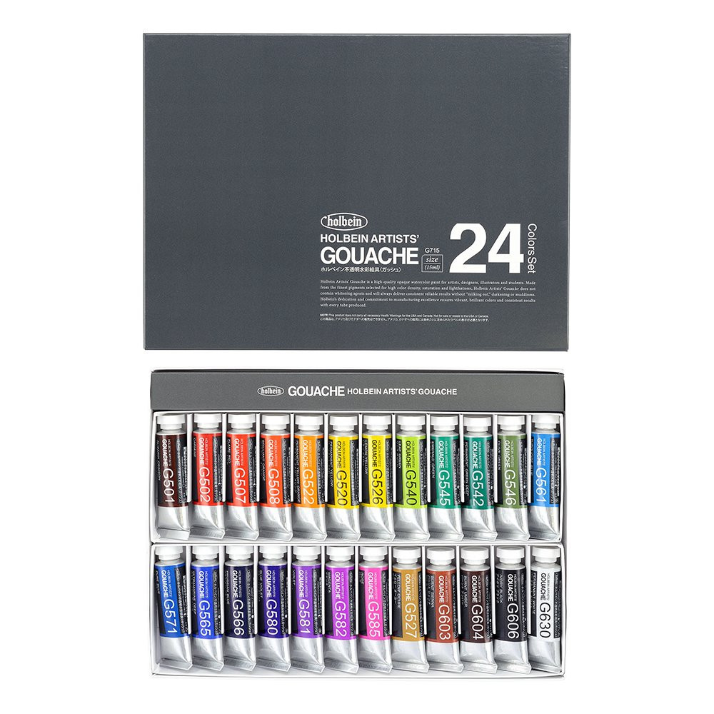 Artists' Gouache paints set - Holbein - 24 colors x 15 ml