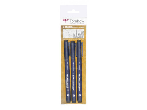 Set of Mono Drawing Pen Fineliners - Tombow - black, 3 pcs
