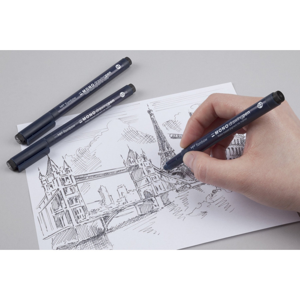 Set of Mono Drawing Pen Fineliners - Tombow - black, 3 pcs