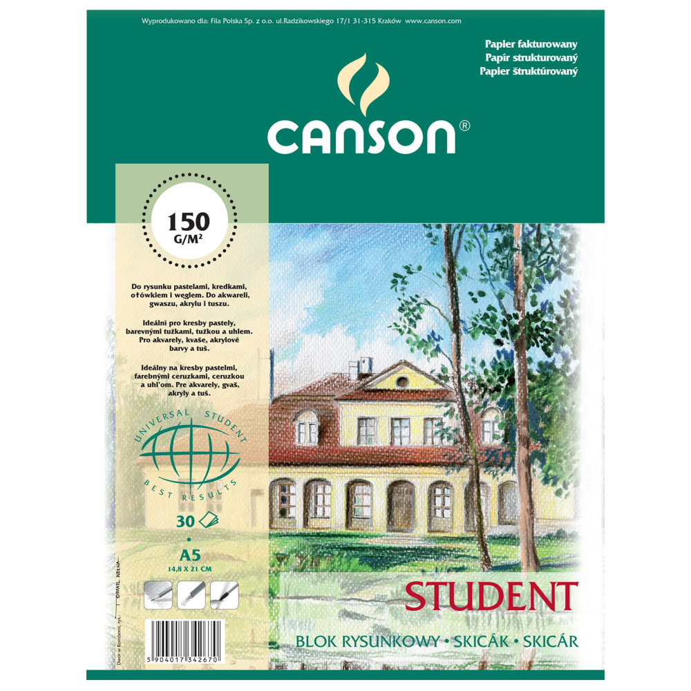 Blok rysunkowy Student A5 - Canson - 150 g, 30 ark.