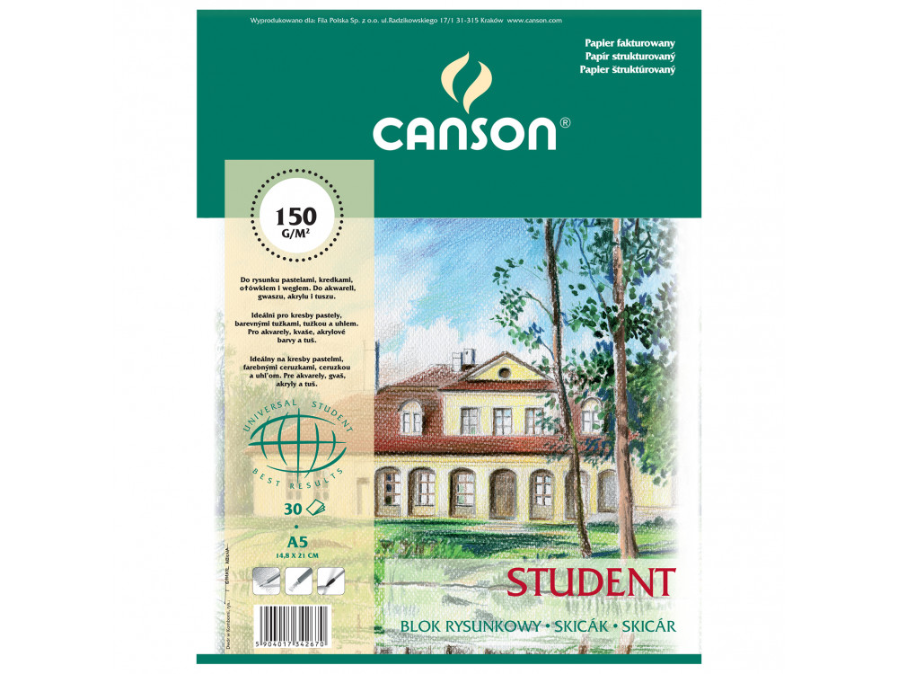 Blok rysunkowy Student A5 - Canson - 150 g, 30 ark.