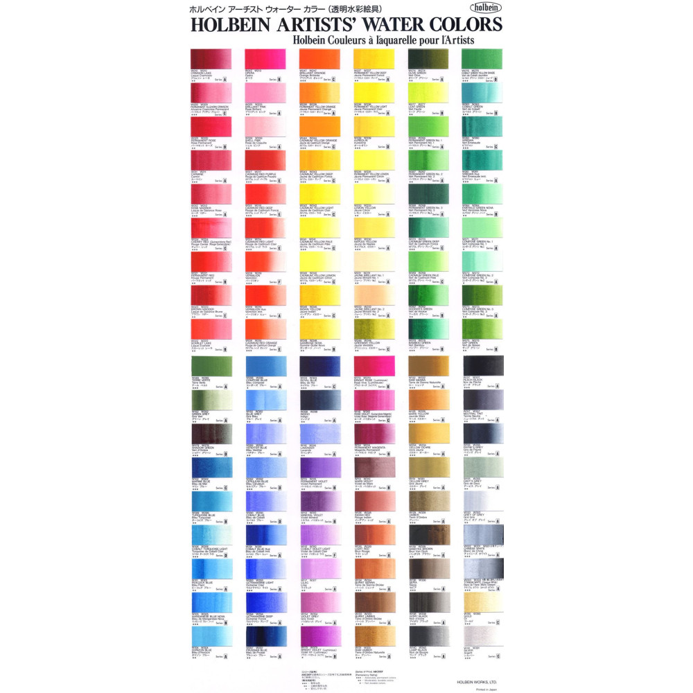 Zestaw farb akwarelowych Artists’  Watercolor - Holbein - 60 kolorów x 5 ml