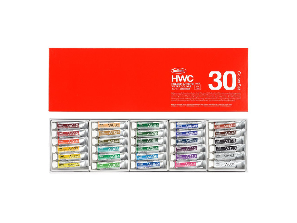 Zestaw farb akwarelowych Artists’  Watercolor - Holbein - 30 kolorów x 5 ml