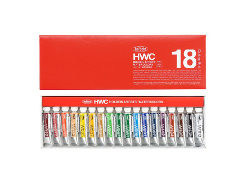 Artists' Watercolor paints set - Holbein - 18 colors x 5 ml