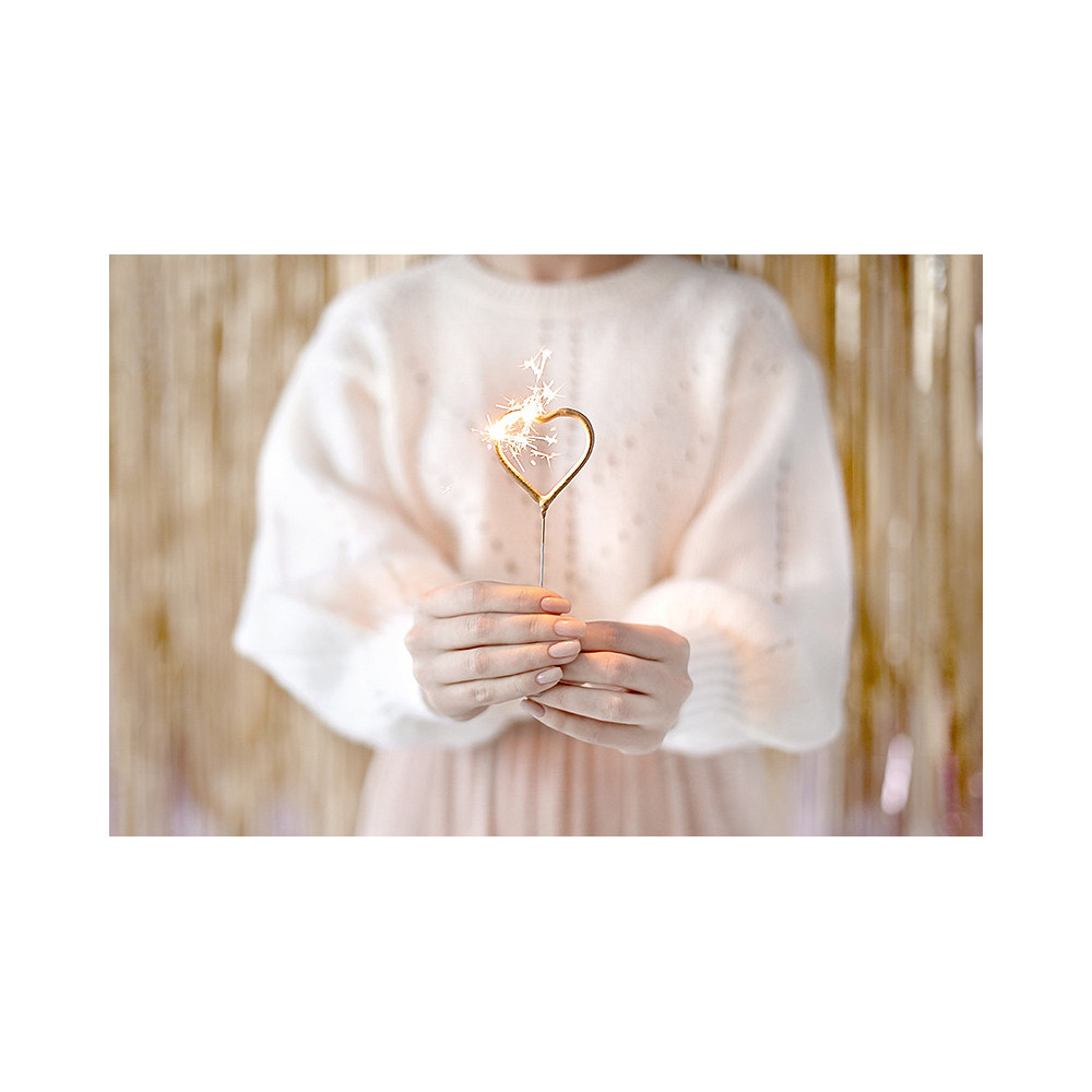 Heart-shaped sparklers - gold, 16,5 cm, 2 pcs