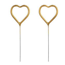Heart-shaped sparklers - gold, 16,5 cm, 2 pcs