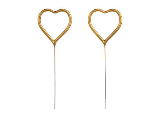 Heart-shaped sparklers - gold, 16,5 cm, 2 pcs