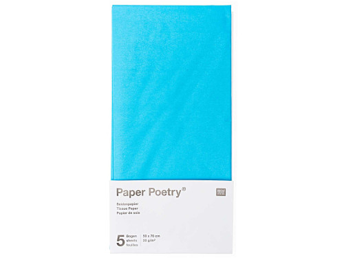 Bibuła gładka do pakowania prezentów - Paper Poetry - niebieska, 5 szt.