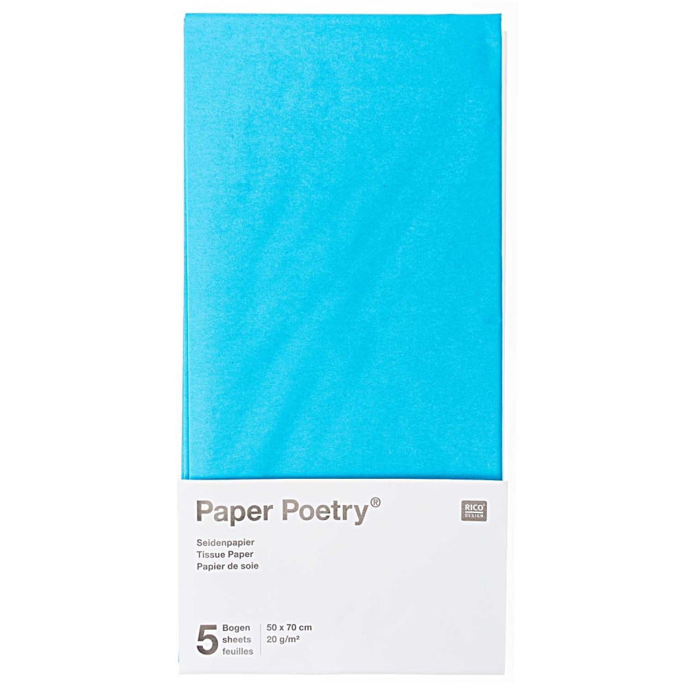 Gift wrapping tissue paper - Paper Poetry - blue, 5 pcs.