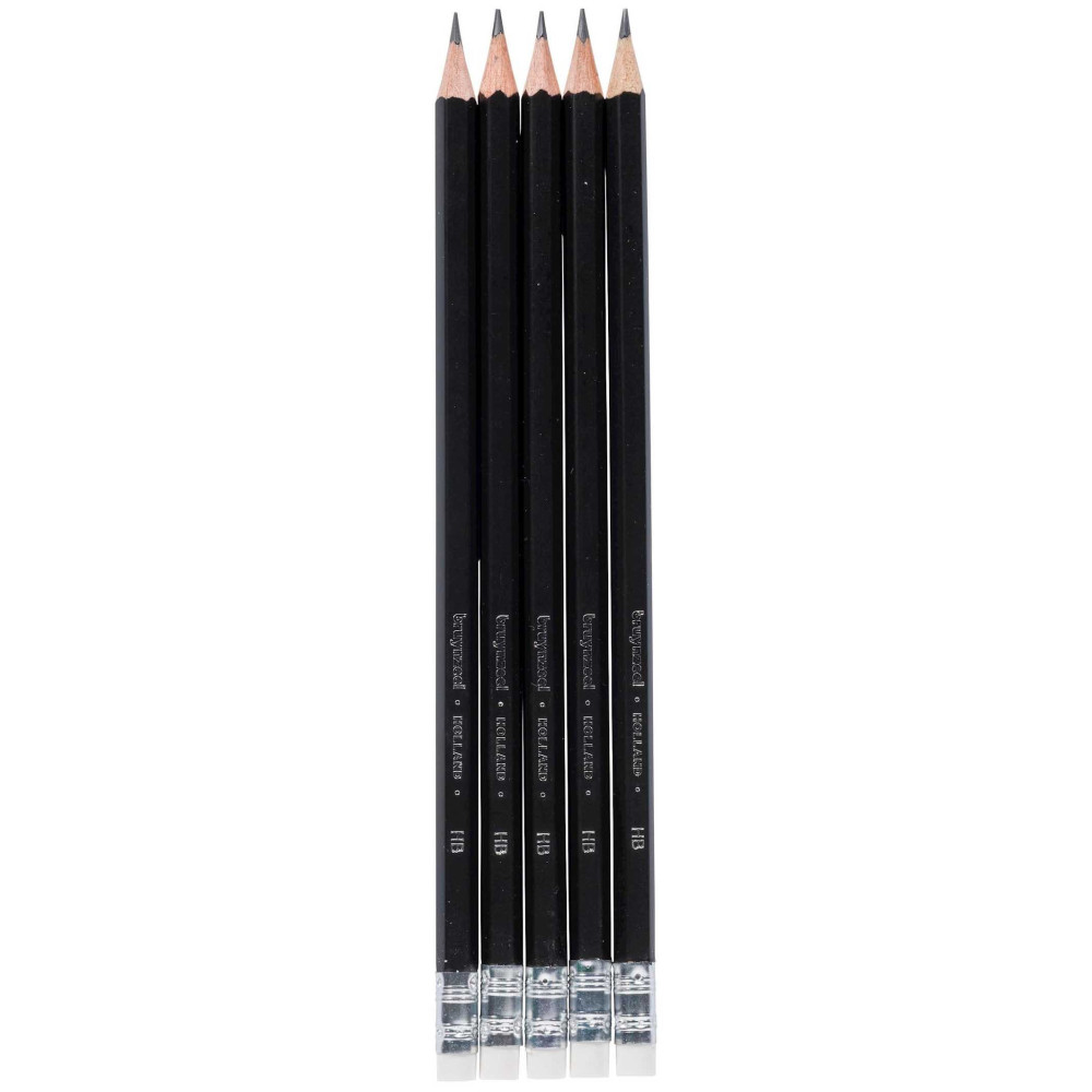 Zestaw ołówków grafitowych z gumką - Bruynzeel - HB, 5 szt.