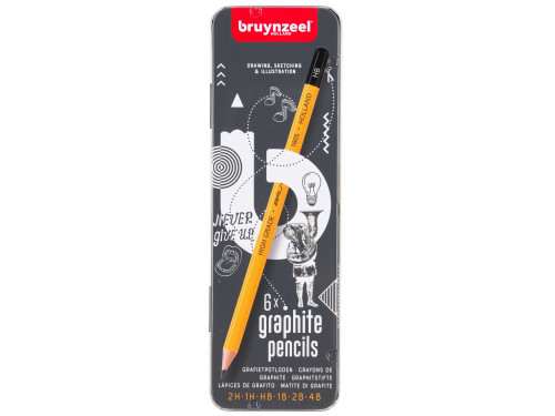 Set of graphite pencils - Bruynzeel - 2H-4B, 6 pcs