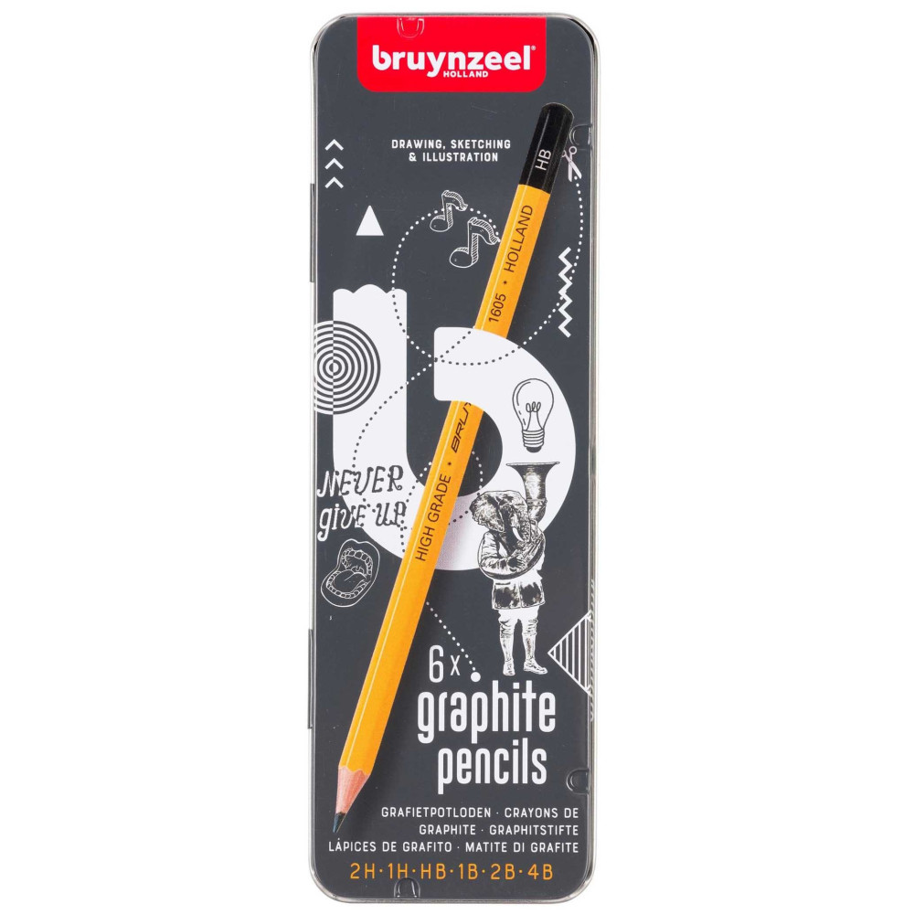 Set of graphite pencils - Bruynzeel - 2H-4B, 6 pcs