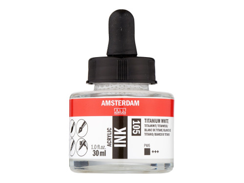 Tusz akrylowy - Amsterdam - Titanium White, 30 ml