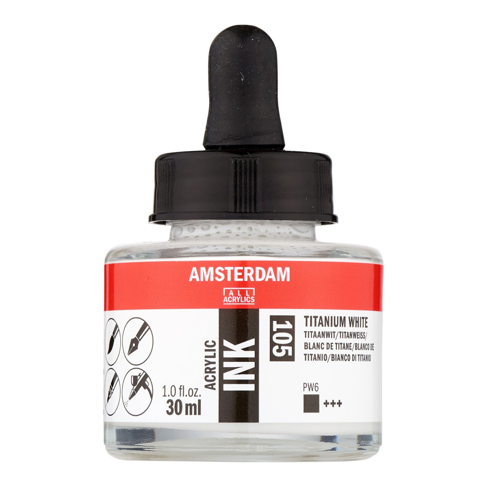 Acrylic ink - Amsterdam - Titanium White, 30 ml