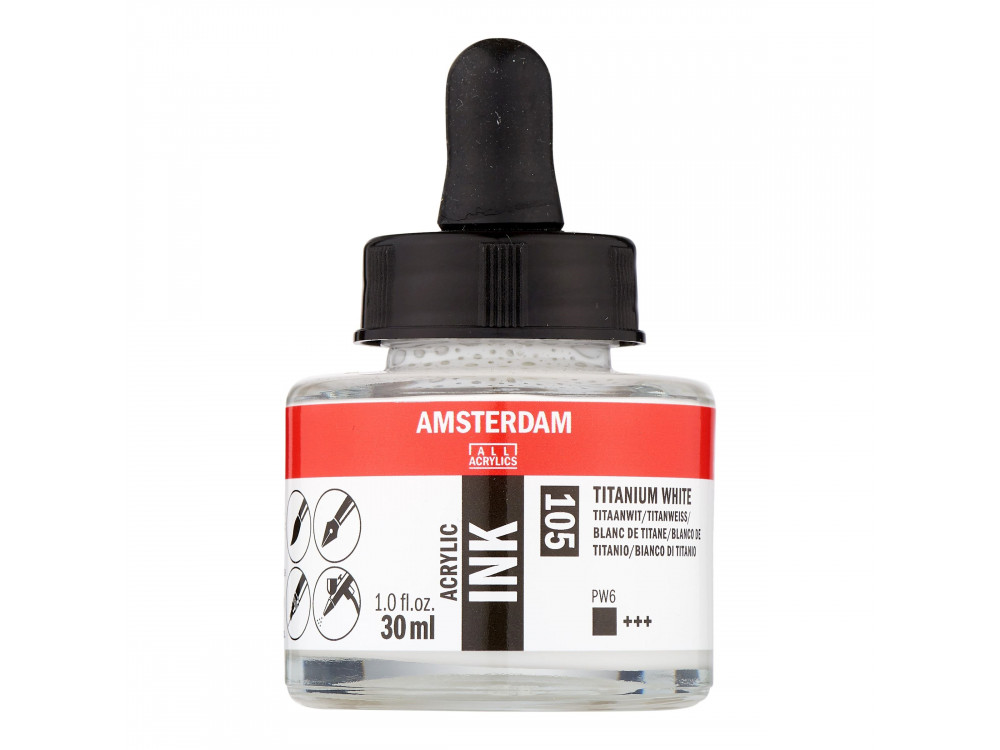 Tusz akrylowy - Amsterdam - Titanium White, 30 ml
