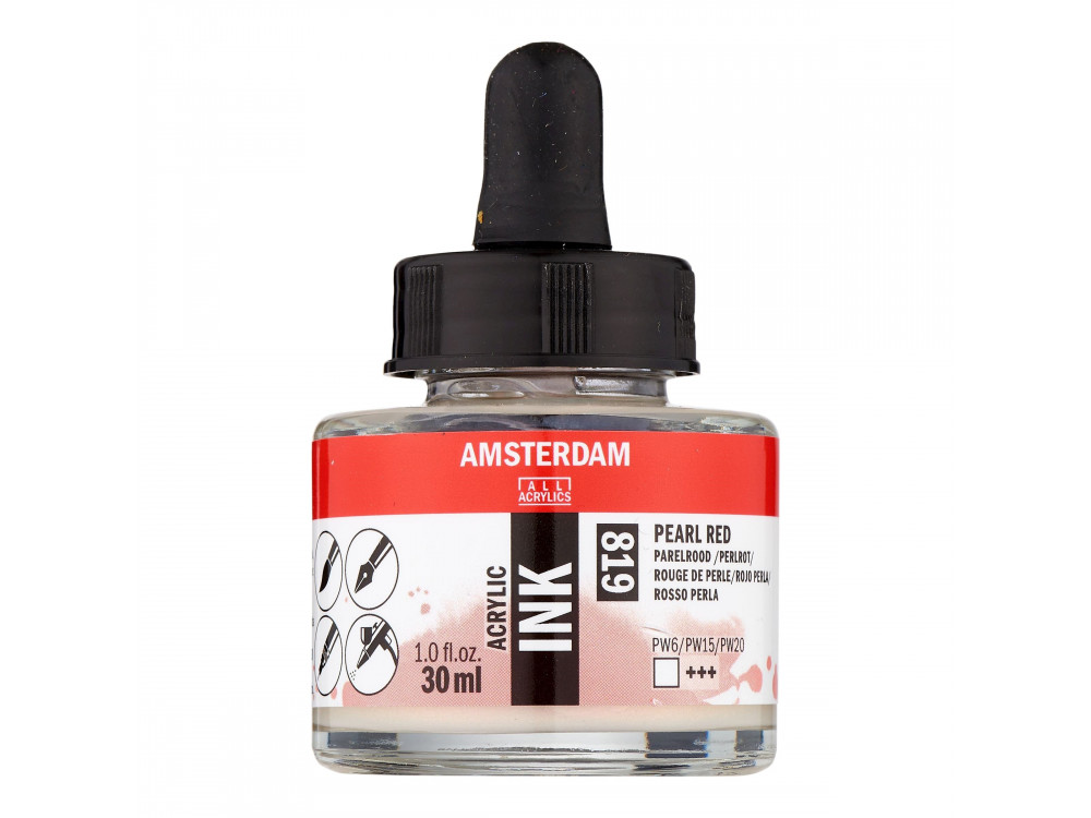 Tusz akrylowy - Amsterdam - Pearl Red, 30 ml