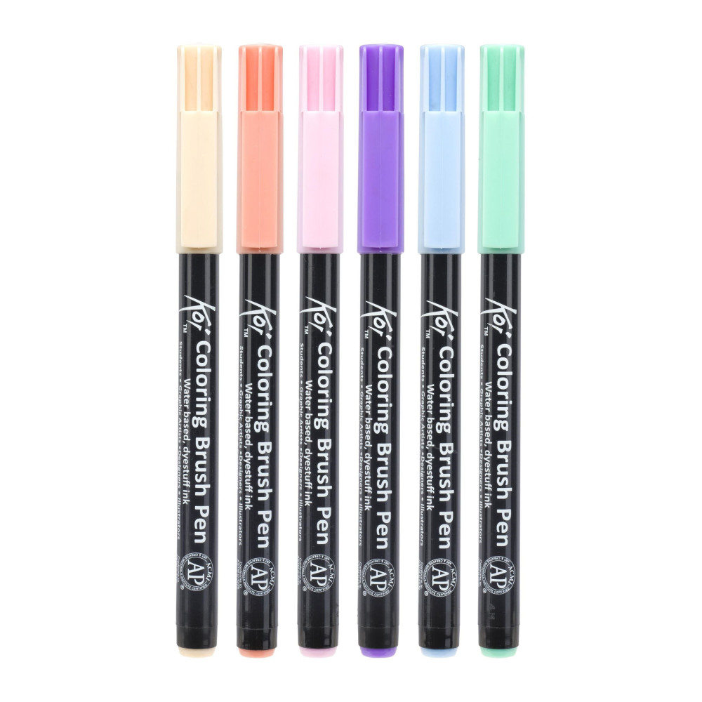 Set of Koi Coloring Brush Pen - Sakura - Sweets, 6 pcs