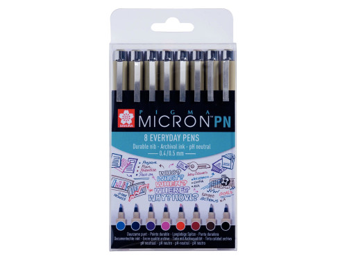 Set of Pigma Micron PN Fineliners  - Sakura - 0,5 mm, 8 pcs