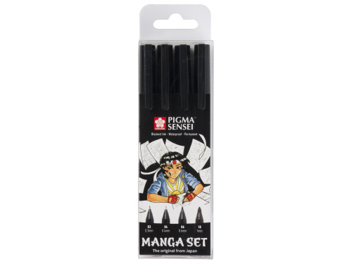 Set of Pigma Sensei Manga Fineliners - Sakura - black, 4 pcs