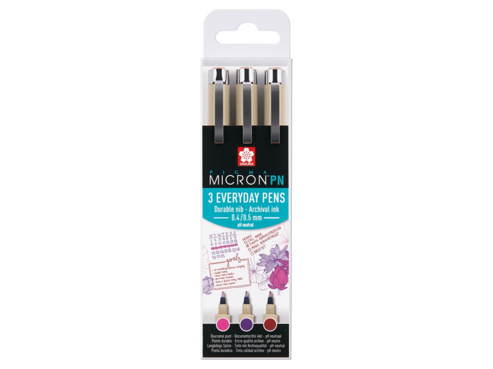 Set of Pigma Micron PN Crafts Fineliners  - Sakura - 0,5 mm, 3 pcs