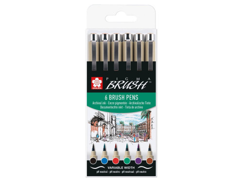 Set of Pigma Brush Pens set - Sakura - 6 pcs