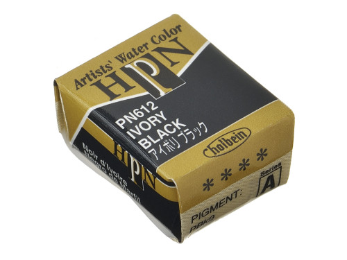 Artists' Watercolor paint - Holbein - Ivory Black, half-pan